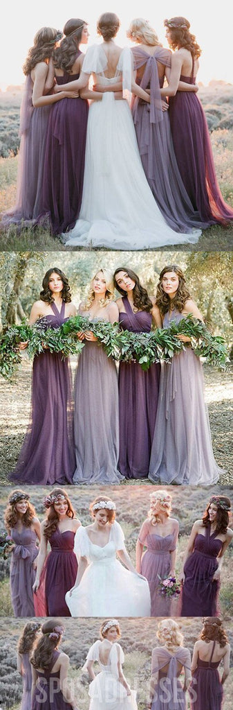 Convertiable Mismatched Tulle Long Cheap Charming Bridesmaid Dresses, WG34