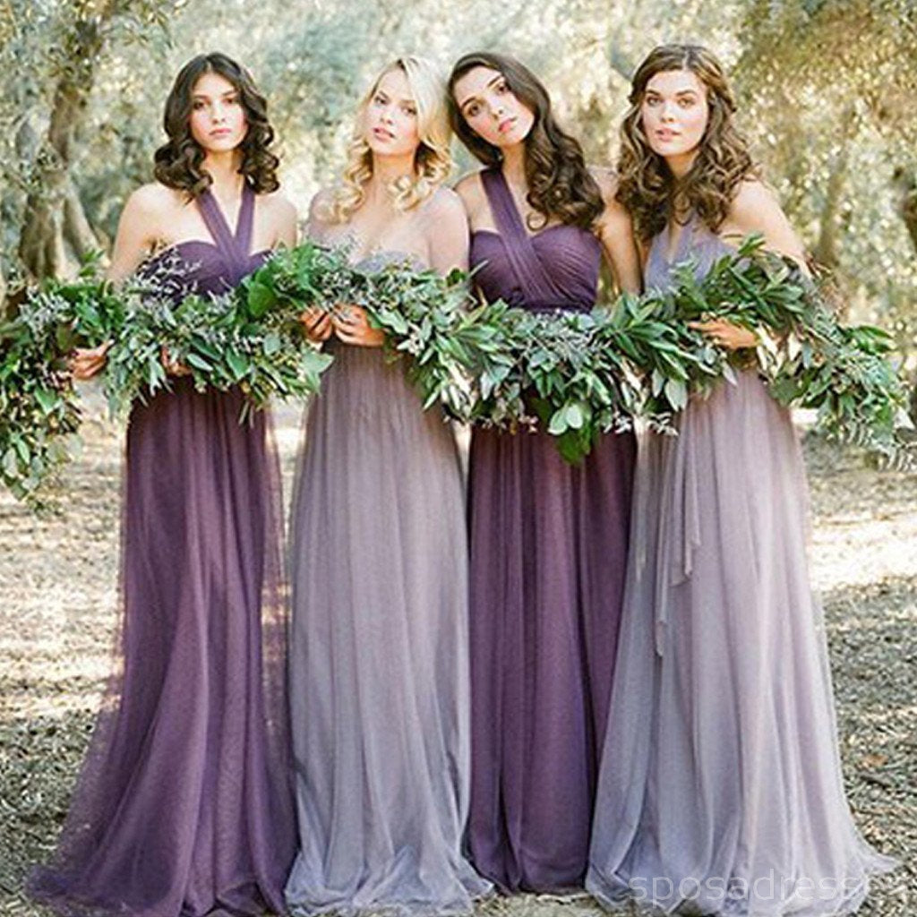 Convertiable Mismatched Tulle Long Cheap Charming Bridesmaid Dresses, WG34