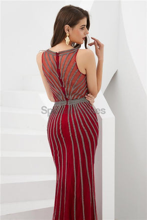 Gold Jewel Heavily Beaded Mermaid Evening Prom Dresses, Evening Party Prom Dresses, 12078