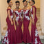 Dark Red Off Shoulder Mermaid Cheap Bridesmaid Dresses Online, WG527