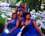 Royal Blue Cap Sleevess Side Slit Floor Length Cheap Bridesmaid Dresses, WG528