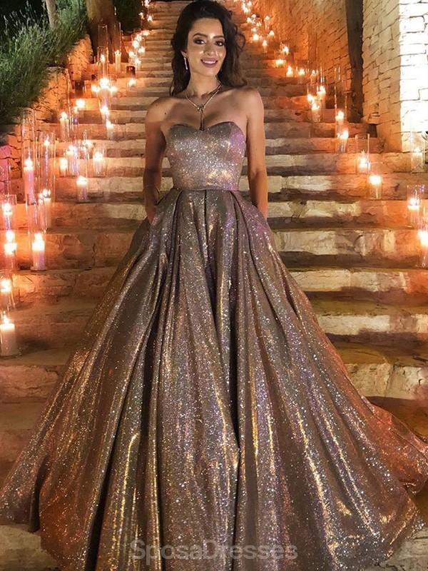 Sweetheart Neck Gold Sequin A-line Cheap Long Evening Prom Dresses, Ev SposaDresses Sweetheart Neck Gold Sequin A-line Cheap Long Evening Prom Dresses, Ev SposaDresses