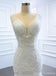 V Neck Organza Lace Mermaid Wedding Dresses, Cheap Wedding Gown, WD725