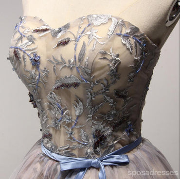 Printed Flower See Through Homecoming Prom Dresses, Affordable Corset Back Short Party Prom Dresses, Perfect Homecoming Dresses, CM235