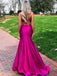 Hot Pink Mermaid Halter Side Slit Cheap Long Prom Dresses Online,12582