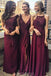 Dark Red Mimsatched Cheap Long Bridesmaid Dresses Online, WG203