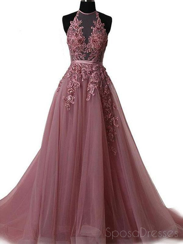 Halter Dusty Red See Through A line Lace Long Custom Evening Prom Dres SposaDresses Halter Dusty Red See Through A line Lace Long Custom Evening Prom Dres SposaDresses