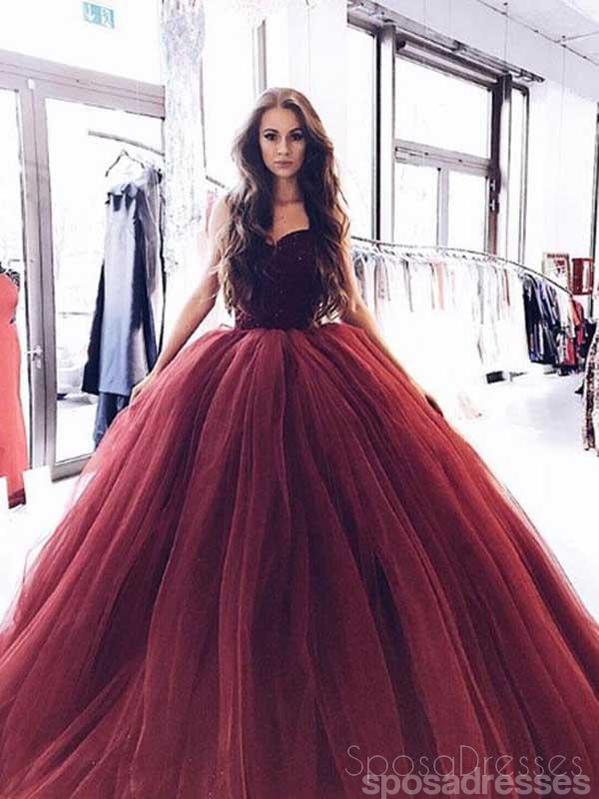 2018 Maroon Strapless Ball Gown Beaded Long Custom Evening Prom Dresse SposaDresses 2018 Maroon Strapless Ball Gown Beaded Long Custom Evening Prom Dresse SposaDresses