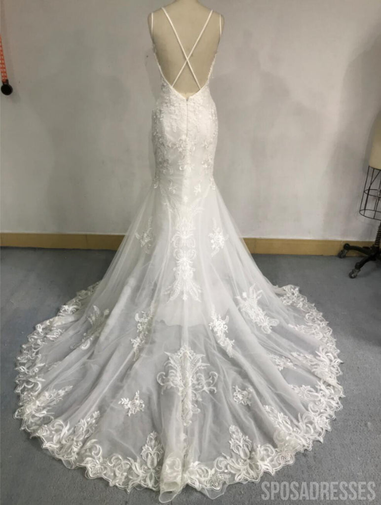 Sexy Backless Lace Mermaid Wedding Dresses, Cheap Wedding Gown, WD679