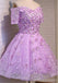 Two Straps Lilac Lace Beaded See Through Homecoming Prom Dresses, Affordable Short Party Prom Dresses, Perfect Homecoming Dresses, CM299