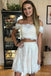 Two Pieces Off Shoulder Lace Cheap Short Homecoming Dresses Online, CM646