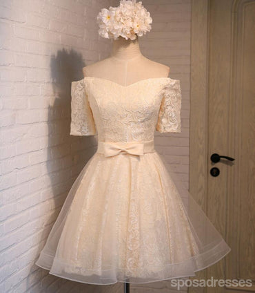 Off Shoulder Lace Cute Homecoming Prom Dresses, Affordable Short Party Prom Dresses, Perfect Homecoming Dresses, CM309