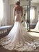 Sweetheart Mermaid Sleeveless Handmade Lace Wedding Dresses,WD768
