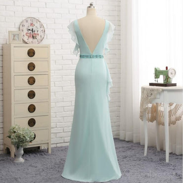 Tiffany Blue Puffy Sleeve Evening Prom Dresses, Popular Unique Party Prom Dress, Custom Long Prom Dresses, Cheap Formal Prom Dresses, 17173