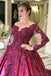 Long Sleeves Lace Applique Purple Long Evening Prom Dresses, Evening Party Prom Dresses, 12177