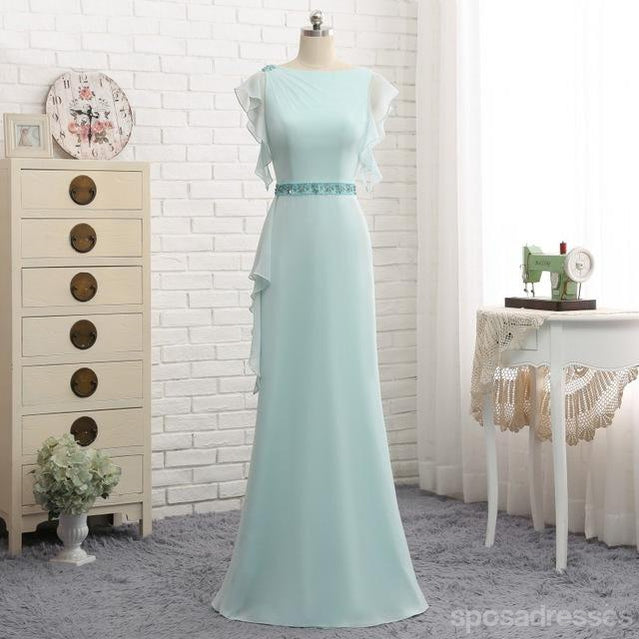 Tiffany Blue Puffy Sleeve Evening Prom Dresses, Popular Unique Party Prom Dress, Custom Long Prom Dresses, Cheap Formal Prom Dresses, 17173