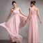 Popular Junior One Shoulder Pink Chiffon Simple Cheap Bridesmaid Dresses, WG49