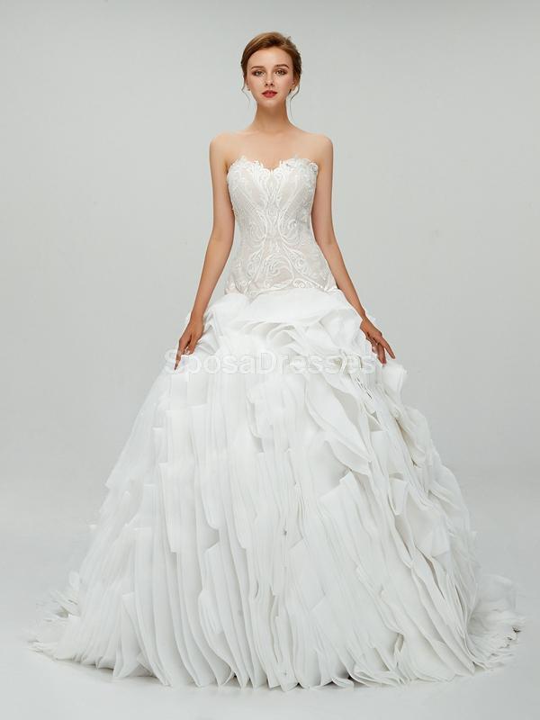Sweetheart Ball Gown Organza Long Wedding Dresses Online, Cheap Bridal Dresses, WD550
