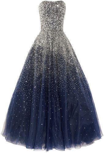 navy blue sweet sixteen dresses Strapless Navy Sparkly A-line Long Evening Prom Dresses, Cheap Custom – SposaDresses