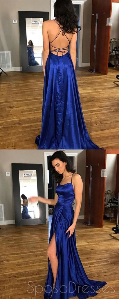 Sexy Simple Design Backless Side Slit Red Long Custom Evening Prom Dresses, 17399