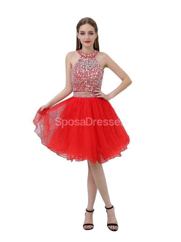 Halter Two Pieces Red Rhinestone Cheap Homecoming Dresses Online, Chea SposaDresses Halter Two Pieces Red Rhinestone Cheap Homecoming Dresses Online, Chea SposaDresses