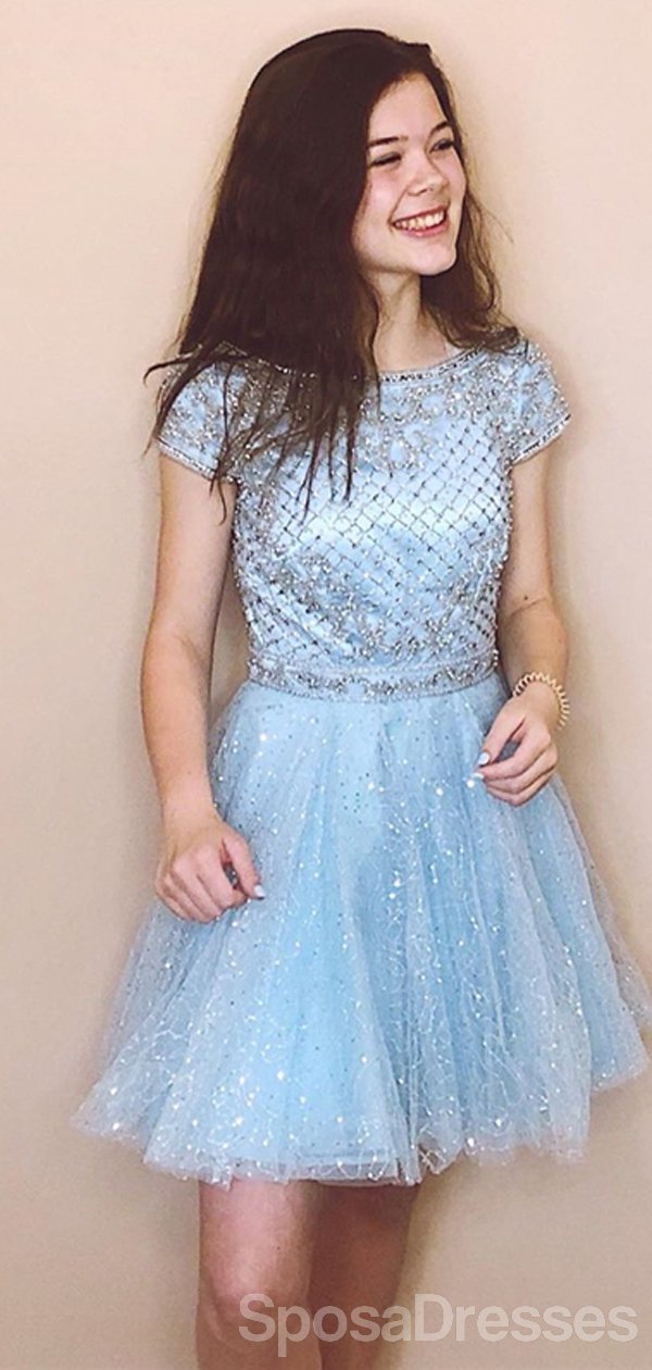 Short Sleeves Blue Sequin Sparkly Cheap Short Homecoming Dresses Onlin SposaDresses Short Sleeves Blue Sequin Sparkly Cheap Short Homecoming Dresses Onlin SposaDresses