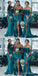 Mismatched Teal Mermaid Side Slit Cheap Long Bridesmaid Dresses Online,WG1246