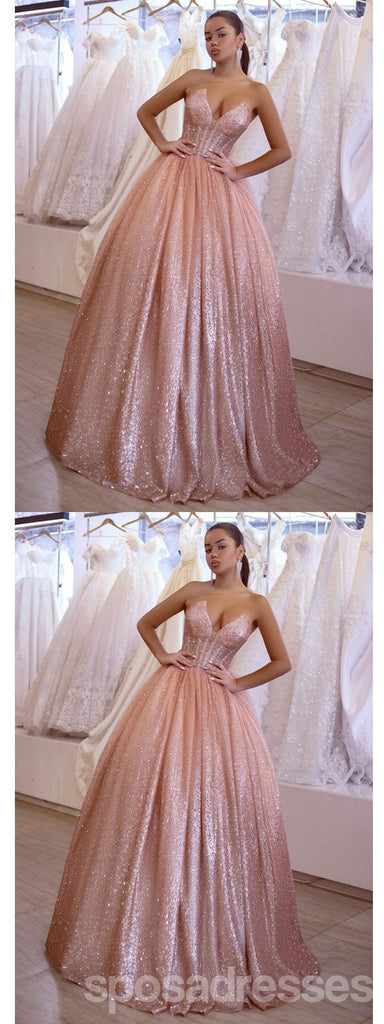 Gorgeous Pink A-line V-neck Maxi Long Prom Dresses,Evening Dresses,13174