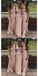 Sexy Pink Sheath V-neck Cheap Maxi Long Bridesmaid Dresses,WG1691