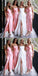 Pink Sheath Spaghetti Straps High Slit Cheap Bridesmaid Dresses,WG1544