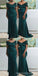 Green Off Shoulder Mermaid Cheap Long Bridesmaid Dresses Online,WG1658