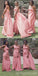 Simple Pink Mermaid One Shoulder Cheap Long Bridesmaid Dresses,WG1519