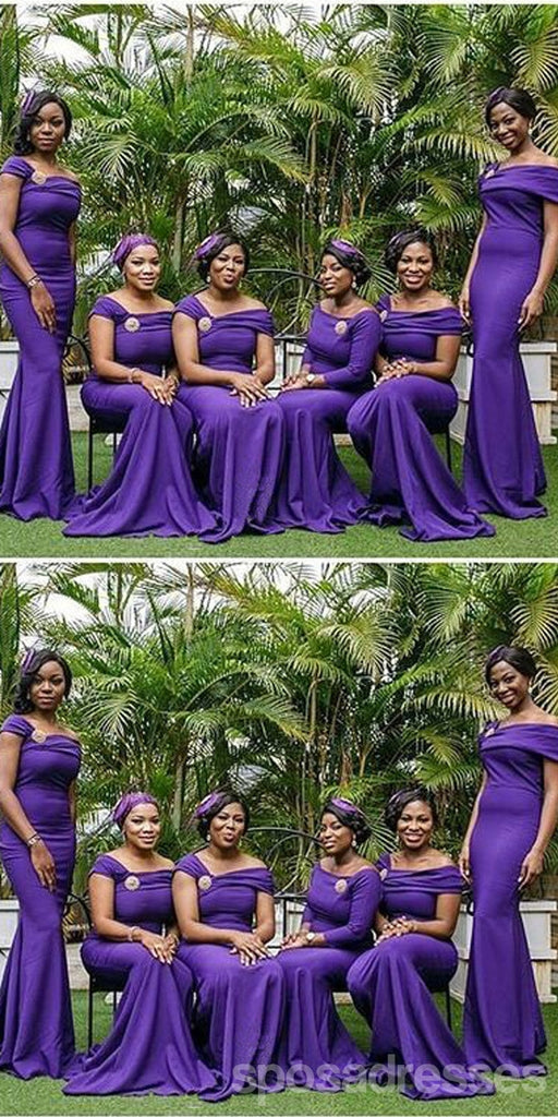 Purple Mermaid Off Shoulder Cheap Long Bridesmaid Dresses Online,WG1414