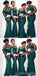 Emerald Green Mermaid Spaghetti Straps Cheap Long Bridesmaid Dresses,WG1444