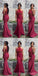 Elegant Red Mermaid Halter Cheap Long Bridesmaid Dresses,WG1528