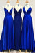 Mermaid Royal Blue Spaghetti Straps V-neck Long Bridesmaid Dresses Gown Online,WG1144