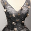 V Neckline Short Black Lace Homecoming Prom Dresses,  Little Back Dress,  CM205