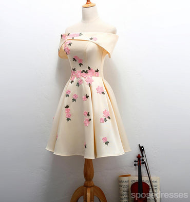 Off Shoulder Embroidery Cute Homecoming Prom Dresses, Affordable Short Party Prom Dresses, Perfect Homecoming Dresses, CM325