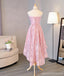 Strapless Lace High Low Pink Homecoming Prom Dresses, Affordable Short Party Prom Sweet 16 Dresses, Perfect Homecoming Cocktail Dresses, CM329