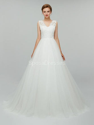 Sexy Backless Simple V-Neck Cheap Wedding Dresses Online, Cheap Bridal Dresses, WD552