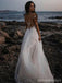 See Through Off Shoulder Long A-line Lace Wedding Dresses Online,WD747