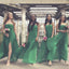 On Sale Straight Neckline Green Chiffon Pleating Long Bridesmaid Dresses, WG57