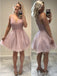 Sexy Backless Pale Pink V Neck Short Cheap Homecoming Dresses Online, CM582