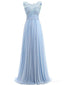 Light Blue Lace See Through Chiffon Long Evening Prom Dresses, 17529 - US0 / Picture color