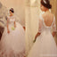 Illusion Half Sleeve Lace Beaded Tulle Wedding Dresses, Vantage Lace Bridal Gown, WD0005