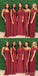 Mismatched Chiffon Dark Red Long Cheap Bridesmaid Dresses Online, WG682