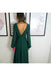 V Back Long Sleeves Green Chiffon Cheap Bridesmaid Dresses Online, WG760