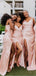 Spaghetti Straps Side Slit Long Bridesmaid Dresses Online, Cheap Dresses, WG716