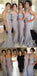 Popular Four Differnt Styles Mismatched Lace Grey Mermaid Bridesmaid Dresses, WG62