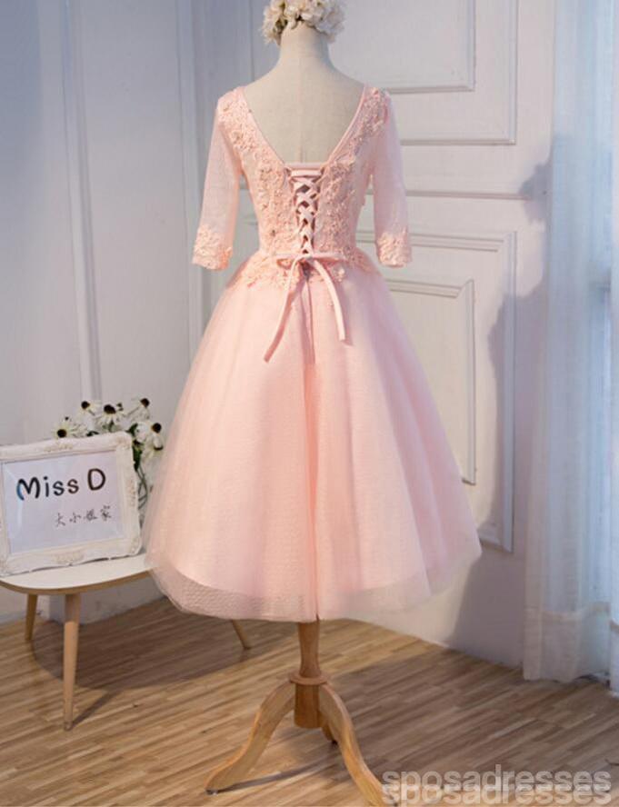 Long Sleeve Light Peach Open Back See Through Lace Cute Homecoming Pro SposaDresses Long Sleeve Light Peach Open Back See Through Lace Cute Homecoming Pro SposaDresses